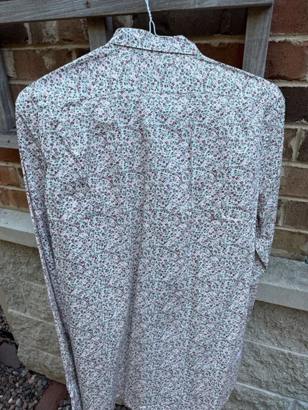 NWT J Crew Floral Dress Shirt Casual Shirt Red Pink Green on White Mens Large